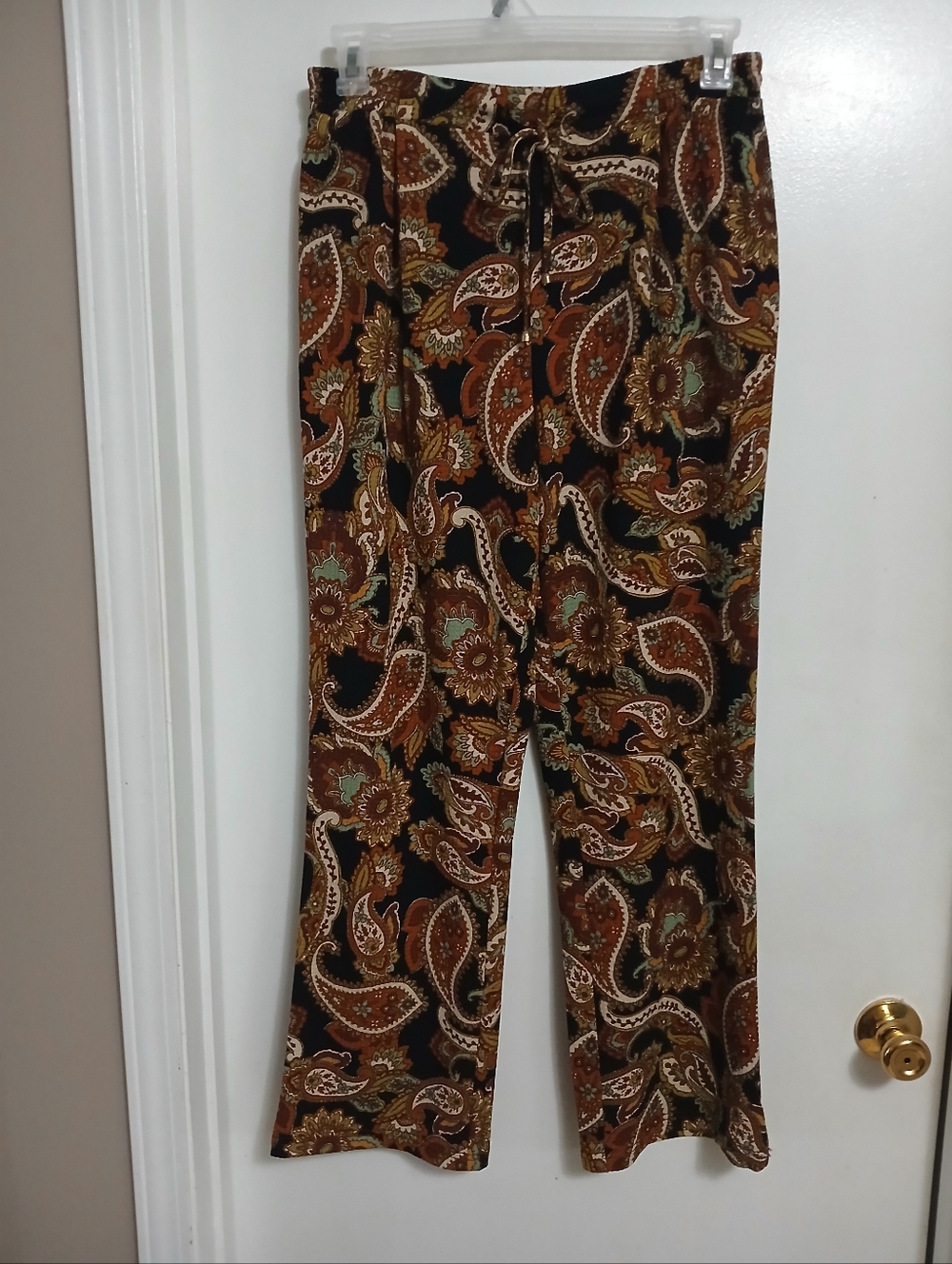 SoHo Womens Pull On Wide leg Pants  Size M Color Paisley Brown Blue Black